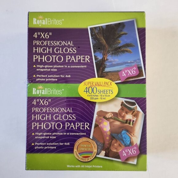 Royal Brites NEW 4" x 6" Professional High Gloss Photo Paper 400 Sheets SEALED - Picture 1 of 3